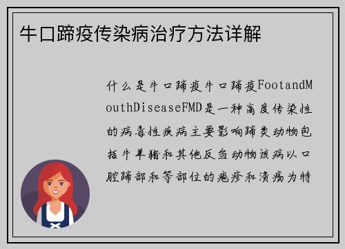 牛口蹄疫传染病治疗方法详解